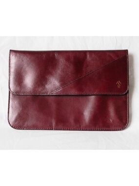 Tazisacs Morocco Vintage 60s 70s RARE Handmade Genuine Leather Dark Red Clutch